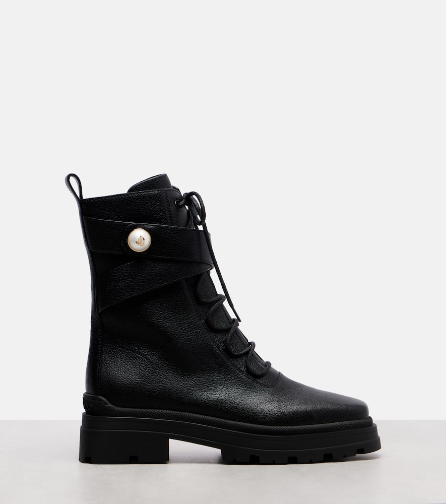 Jimmy Choo Womens Black Noemi 45 Logo-embellished Grained-leather Heeled Ankle Boots In Black