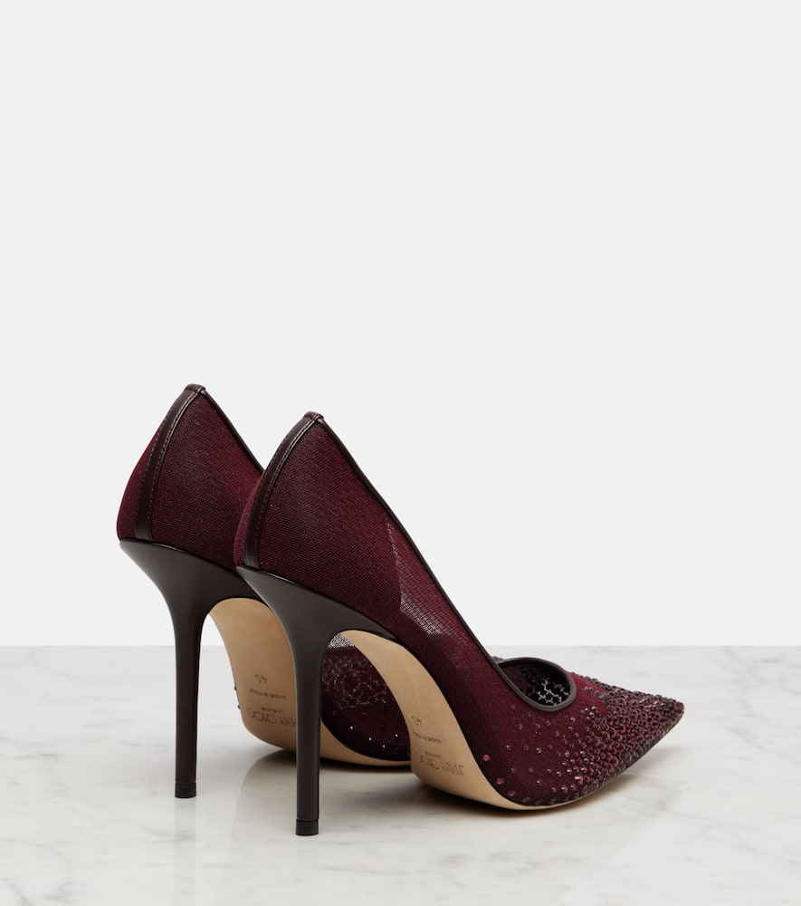 Jimmy Choo Love 100 Crystal-embellished Pumps In Burgundy