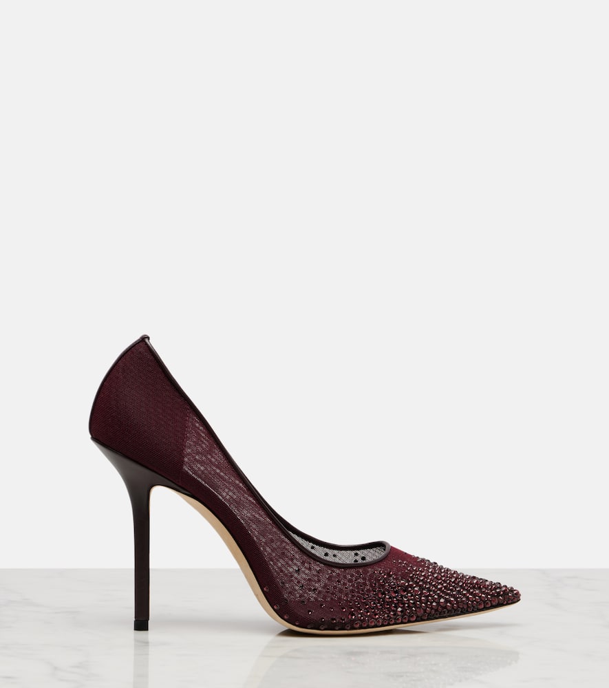 Jimmy Choo Love 100 Crystal-embellished Pumps In Burgundy