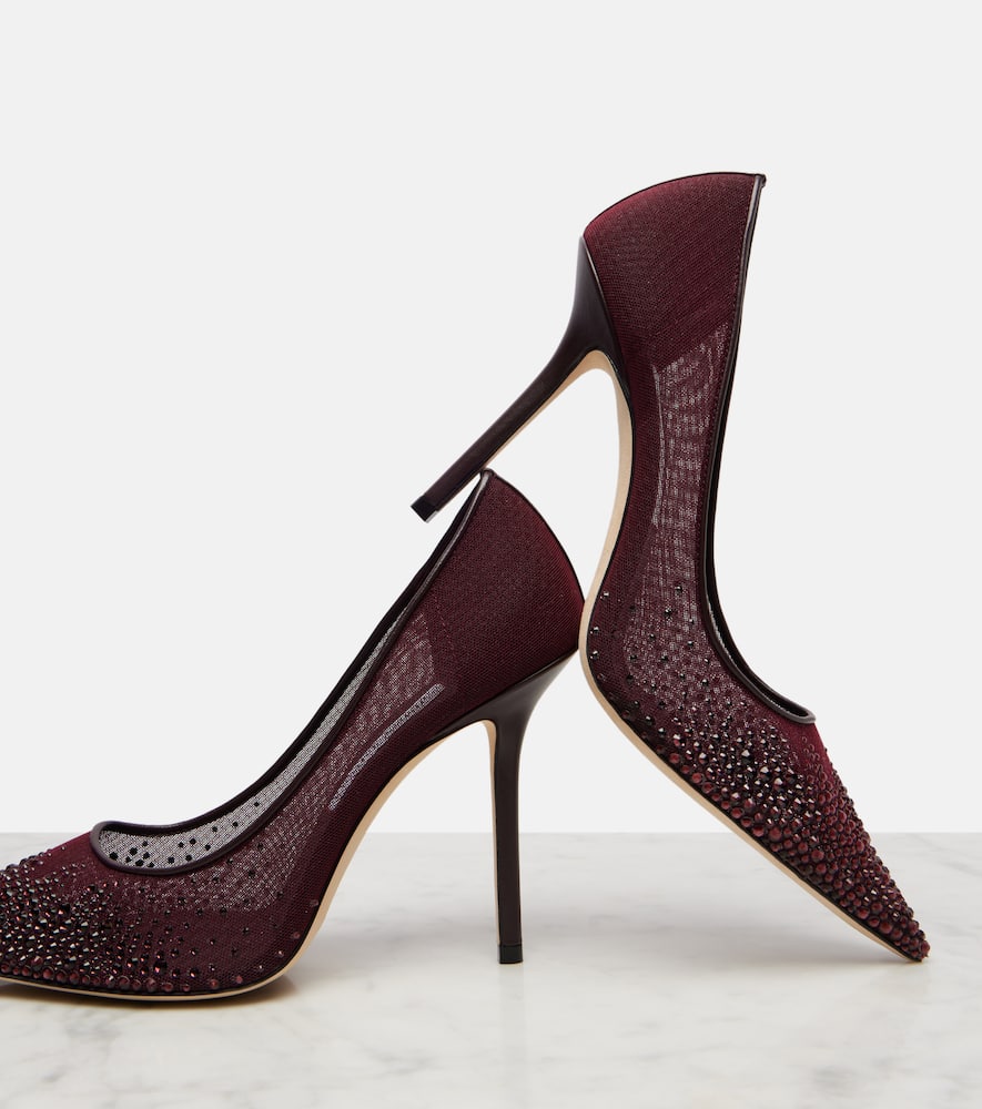 Jimmy Choo Love 100 Crystal-embellished Pumps In Burgundy