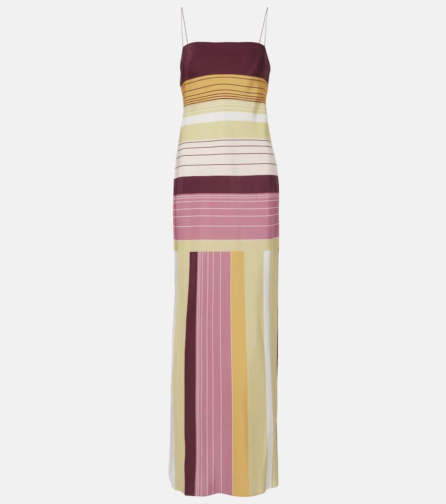 SIR Fontana striped silk crêpe slip dress