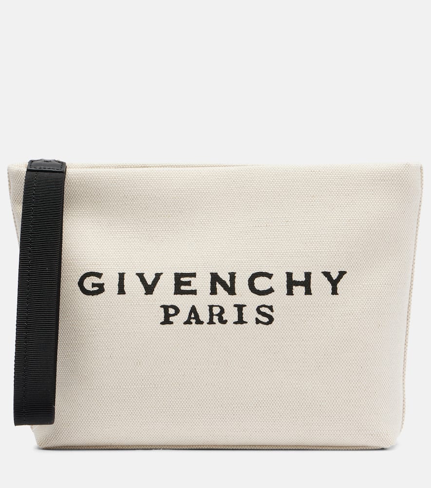 Givenchy Pochette In Tela Con Logo Stampato In Brown