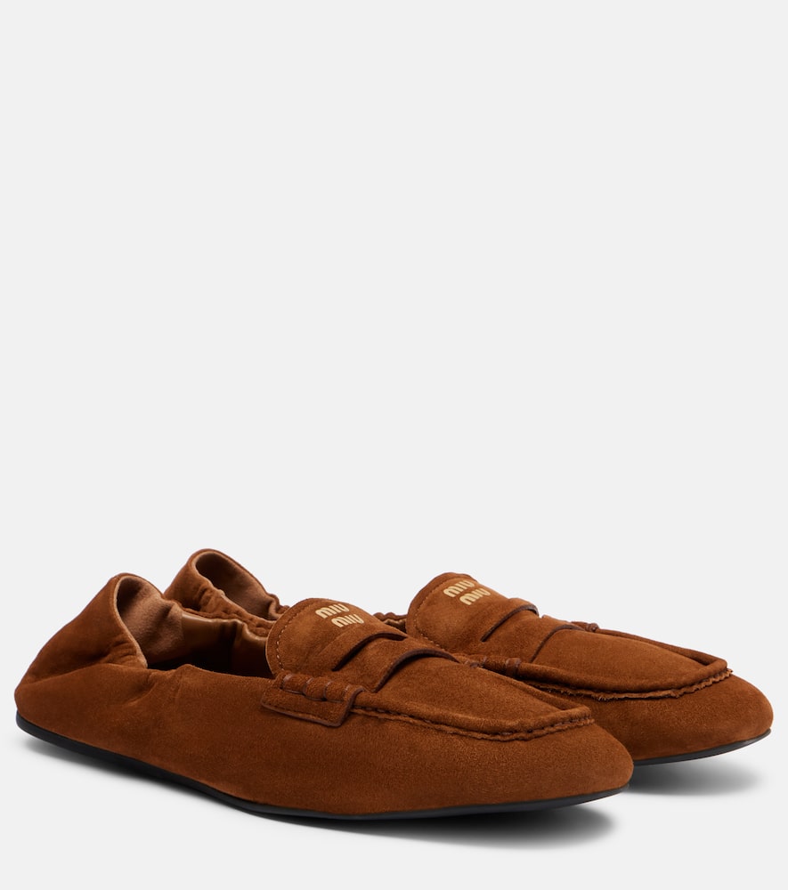 Ruches logo suede loafers