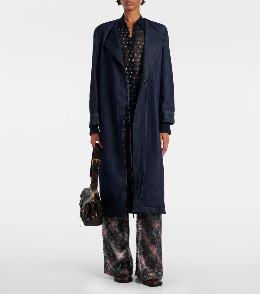 Dries Van Noten Denim wrap coat