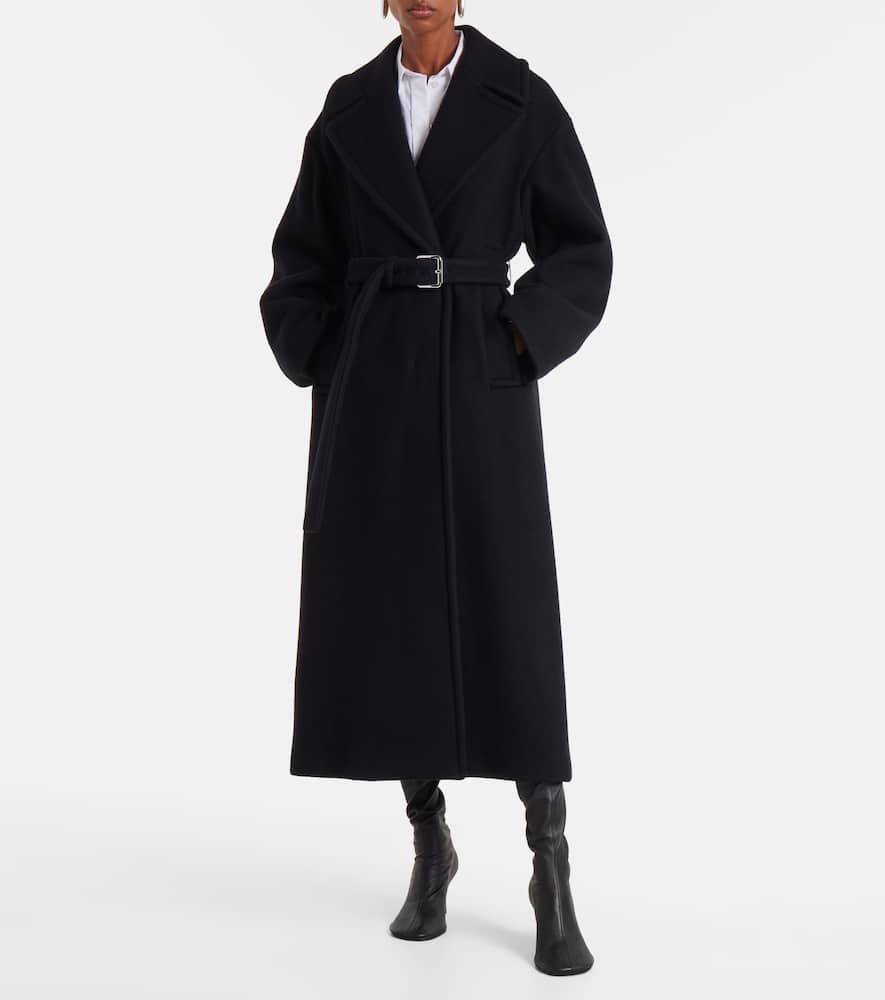 Sportmax Zebra Virgin Wool Wrap Coat In Black