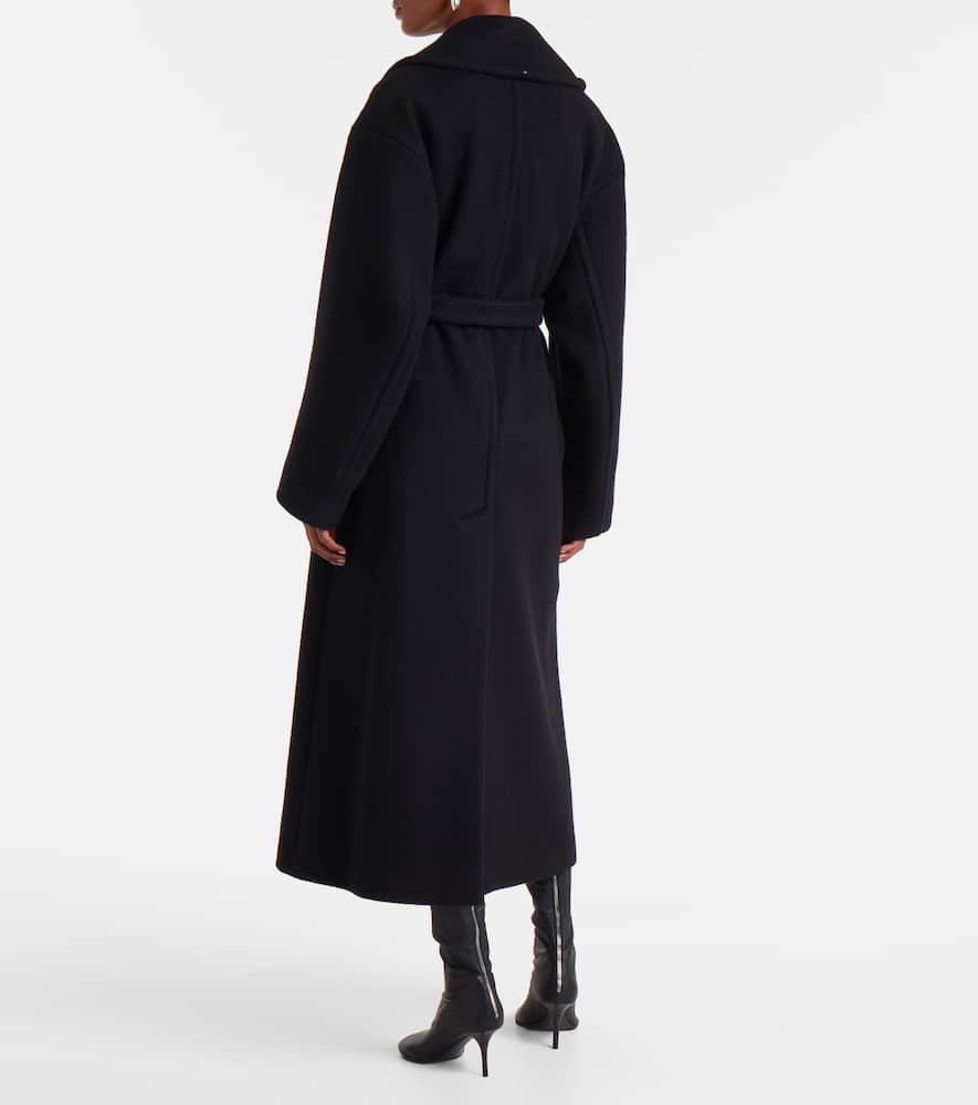 Sportmax Zebra Virgin Wool Wrap Coat In Black