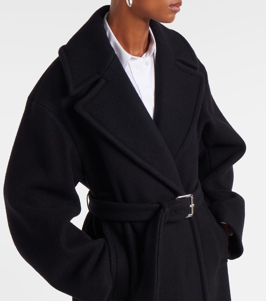 Sportmax Zebra Virgin Wool Wrap Coat In Black