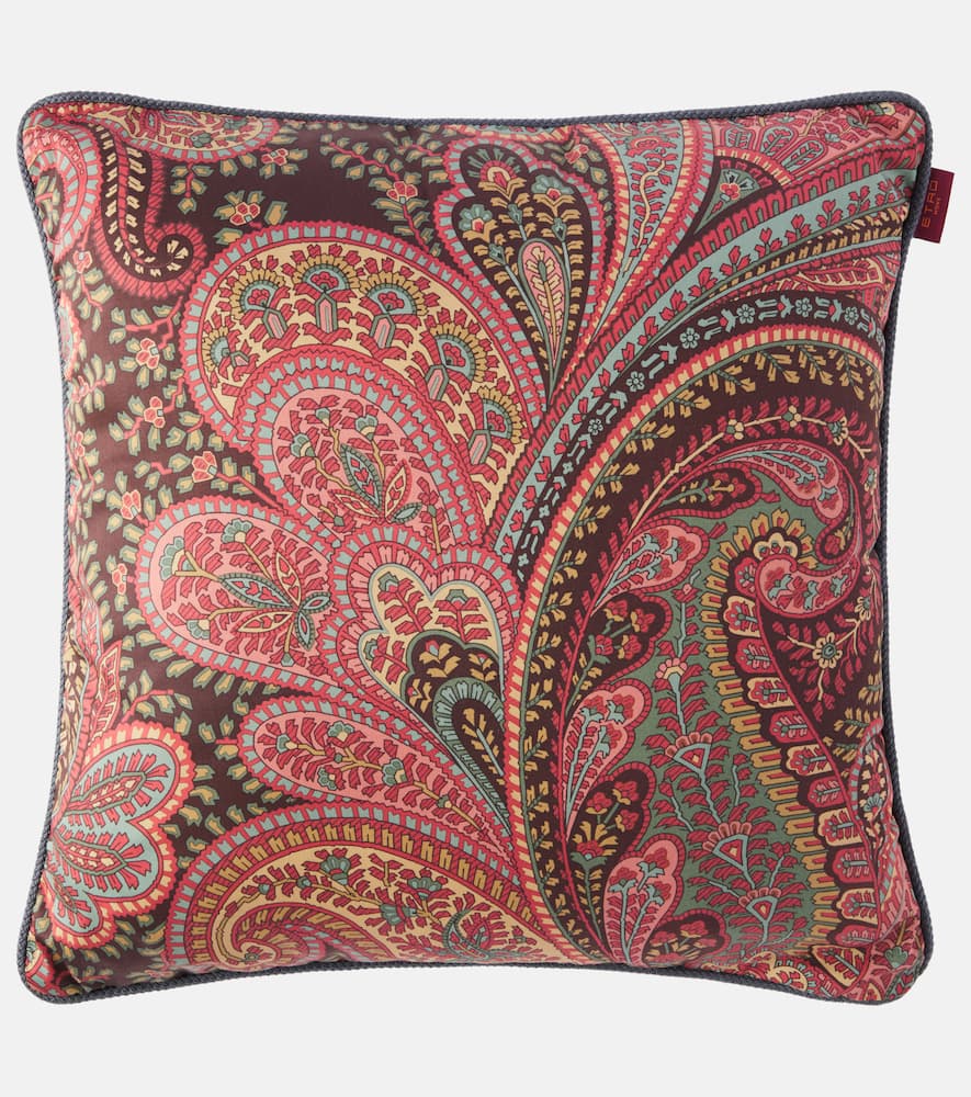 Etro Paisley Cotton Cushion In Multi