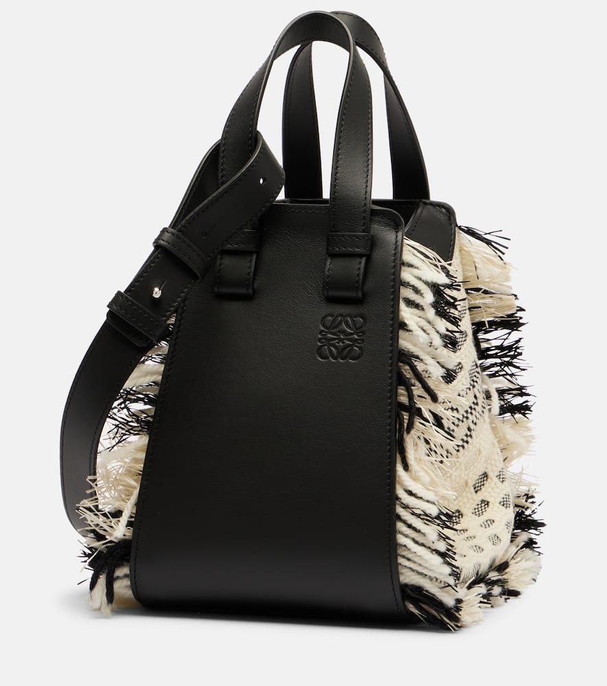 Loewe Hammock Compact Leather Bucket Bag In Black
