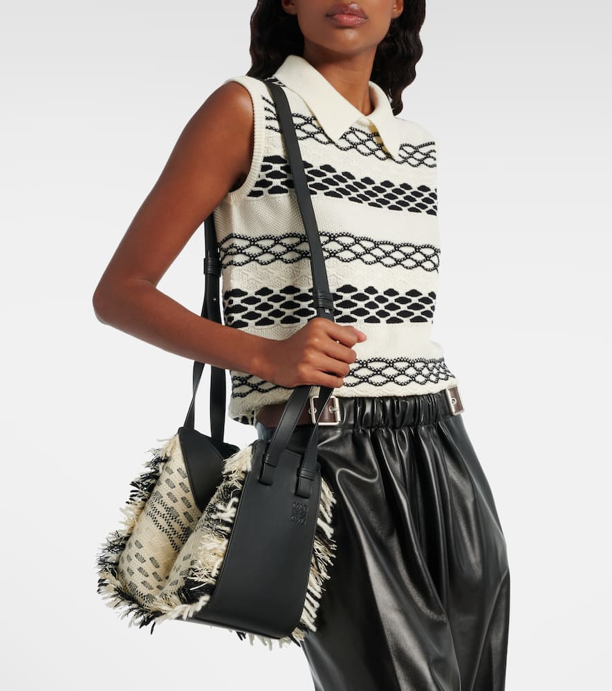 Loewe Hammock Compact Leather Bucket Bag In Black
