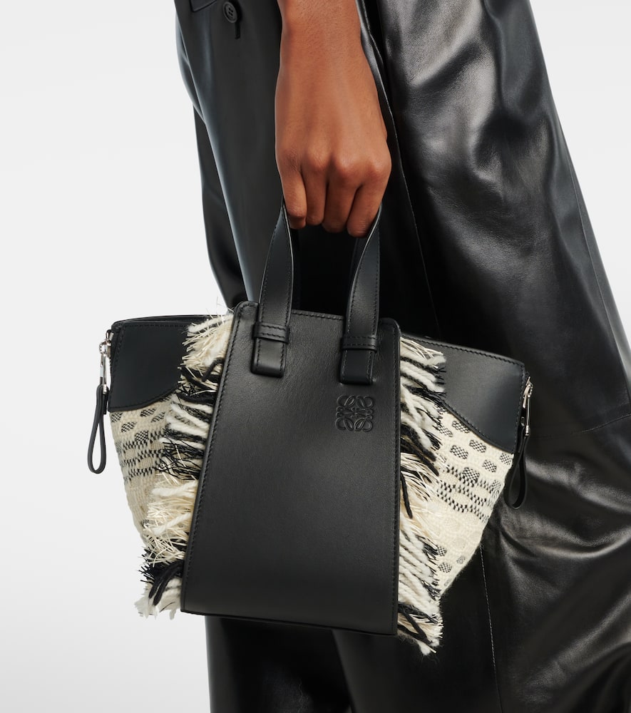 Loewe Hammock Compact Leather Bucket Bag In Black