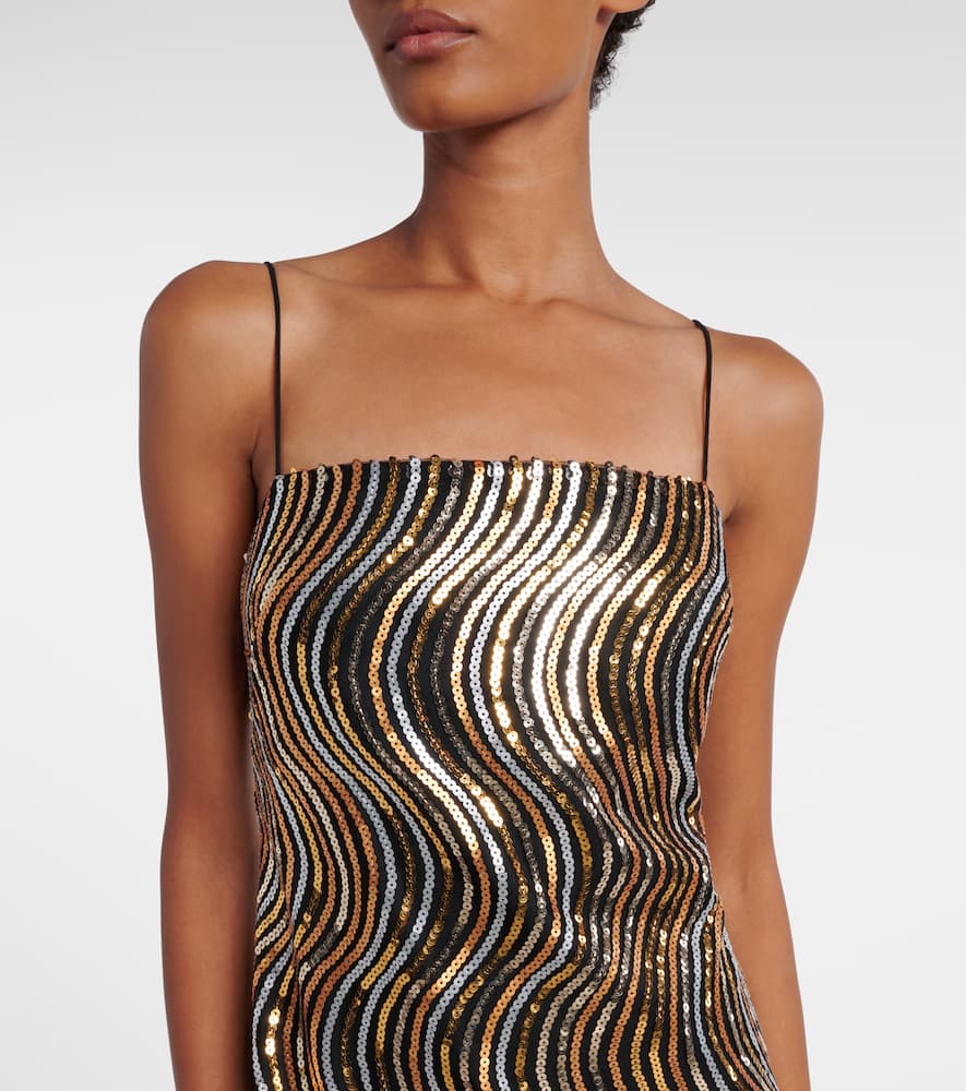 Taller Marmo Hemingway Disco Fringed Sequin-embellished Midi Dress In Gold
