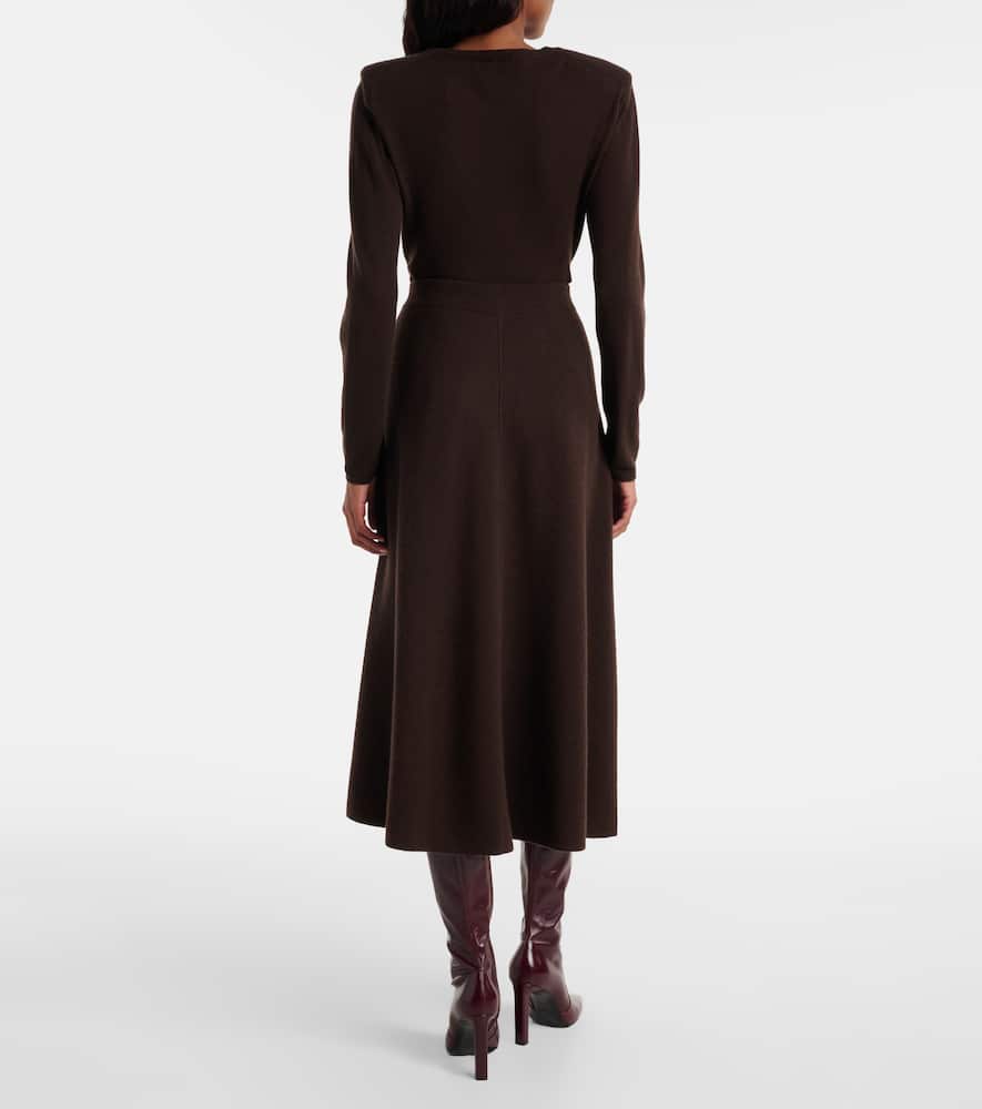 Jardin Des Orangers Wool And Cashmere Midi Skirt In Brown