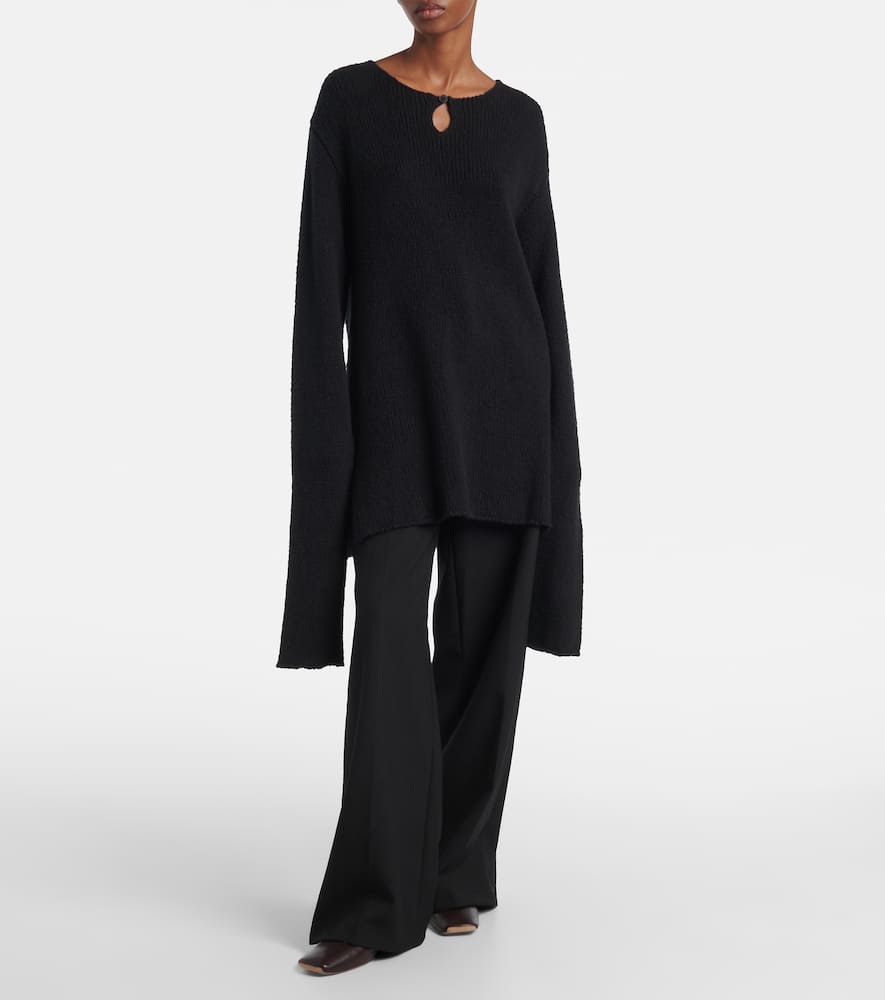 Calvin Klein Cotton, Silk, And Cashmere Sweater In Black