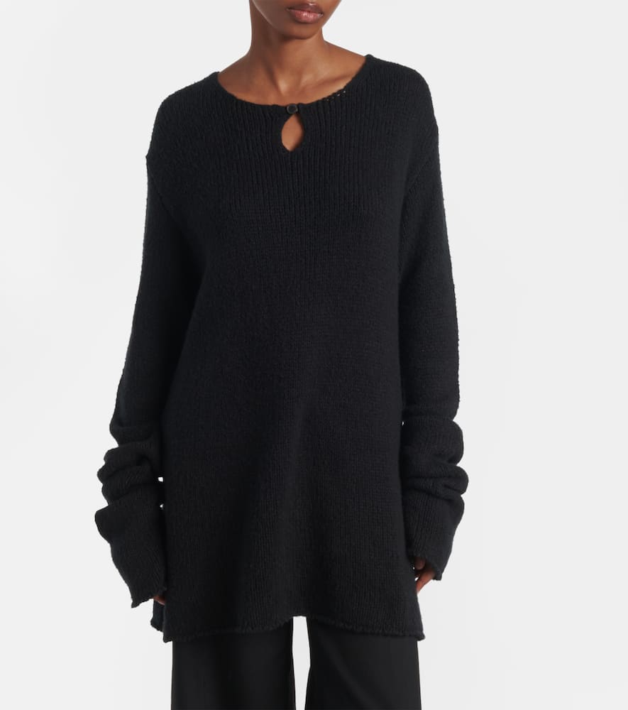 Calvin Klein Cotton, Silk, And Cashmere Sweater In Black