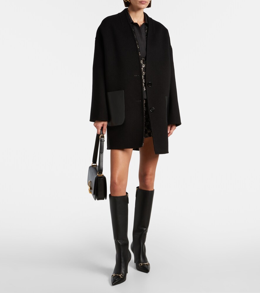  Gucci Gucci Wendbarer Mantel Caban Aus Wolle Mit Leder 