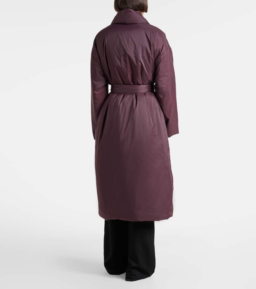 Leset Bo Belted Taffeta Puffer Coat In Burgundy