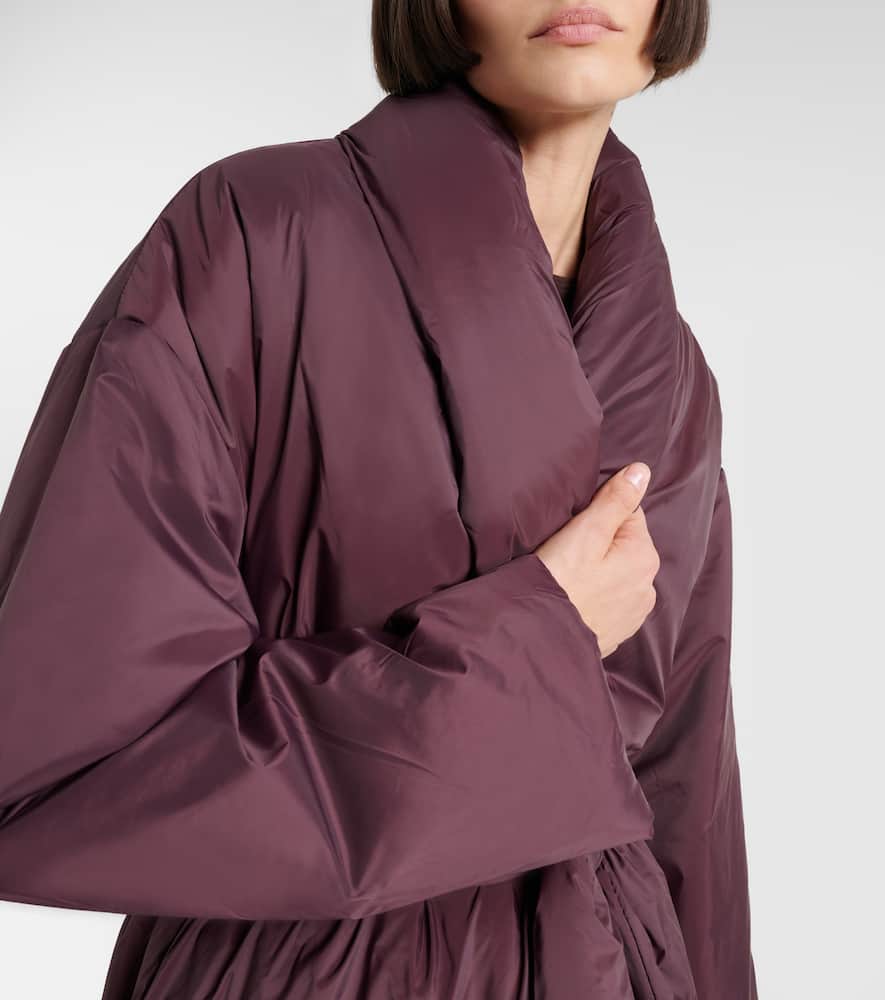 Leset Bo Belted Taffeta Puffer Coat In Burgundy