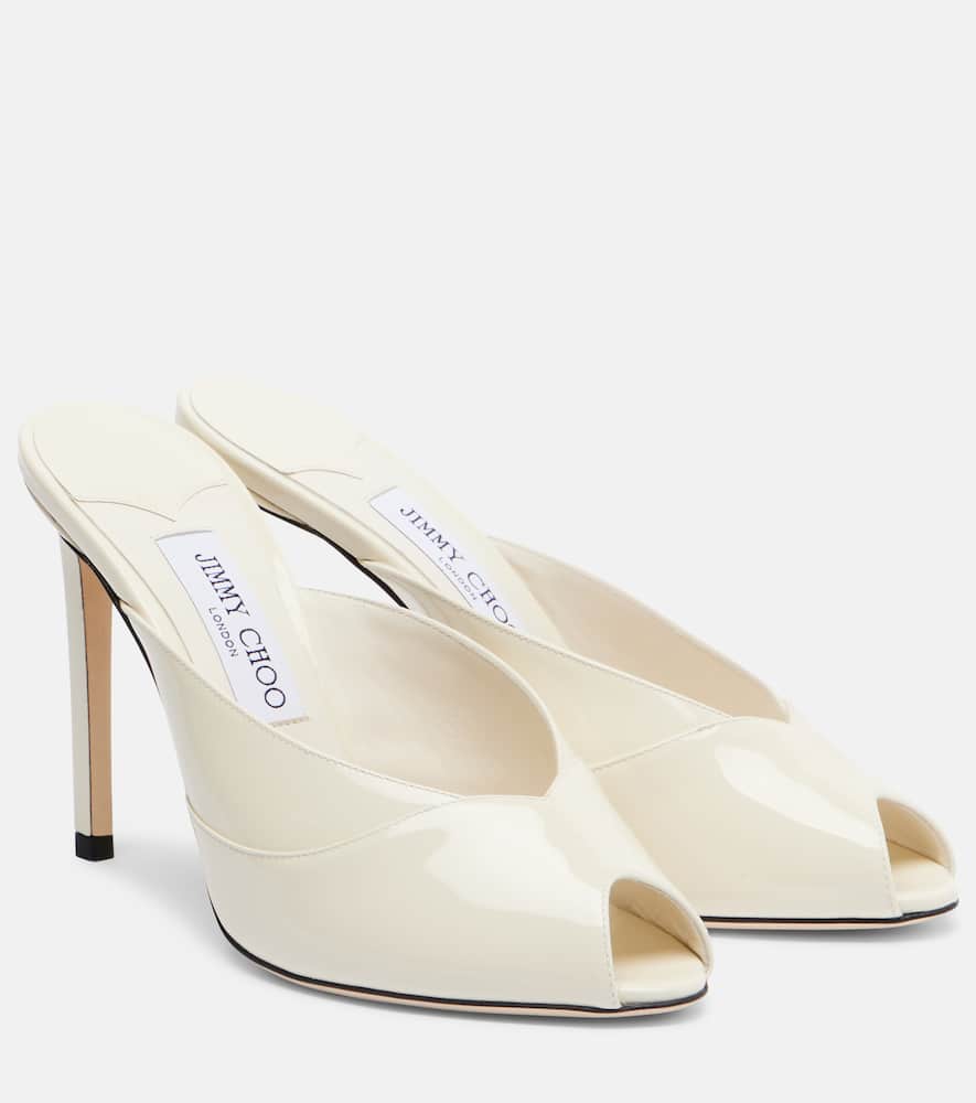 Jimmy Choo Brigitte 100 Patent Leather Mules In White