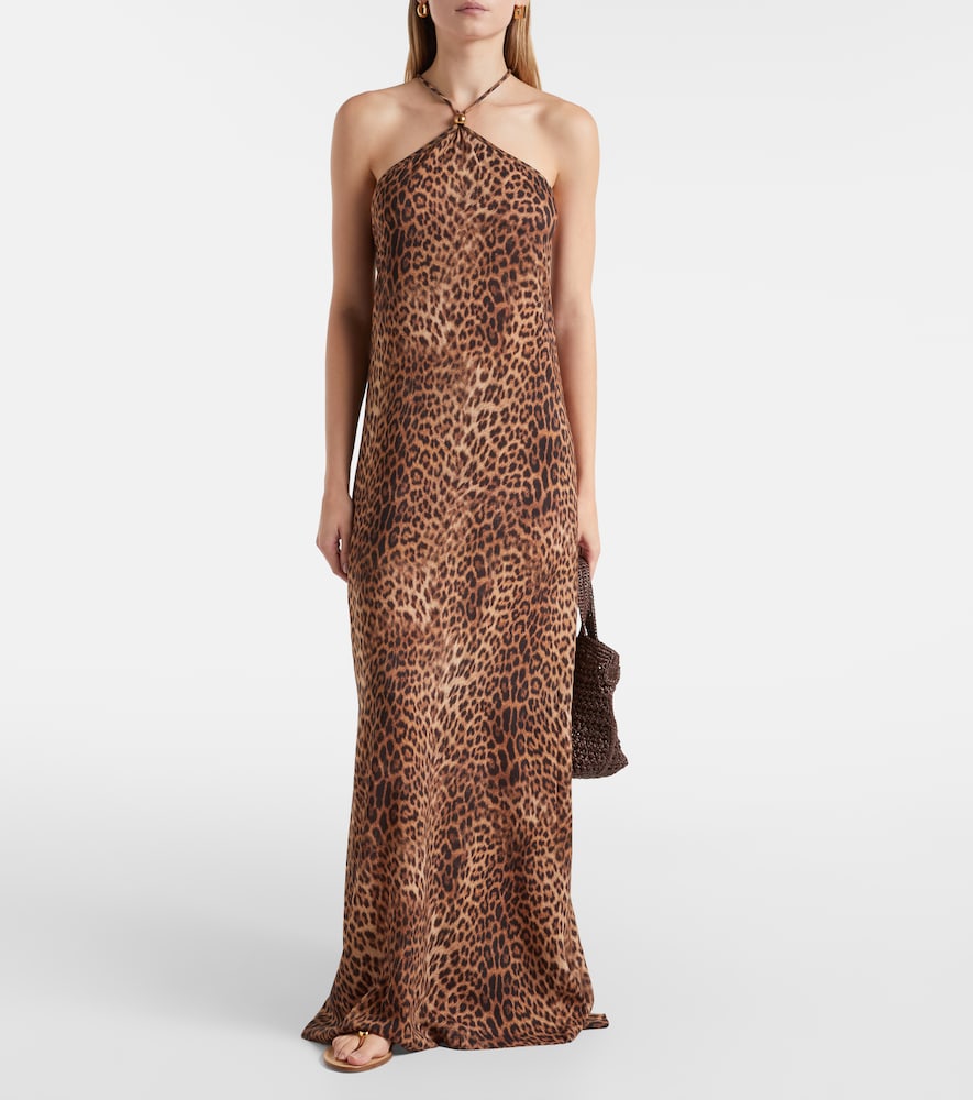 Melissa Odabash Sage leopard-print halterneck maxi dress