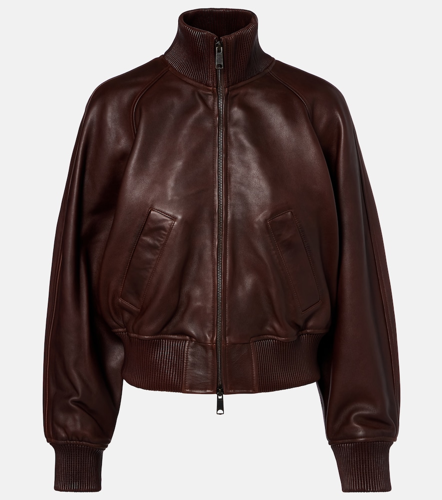 Polo Ralph Lauren Women's Brown Cropped Leather Blouson Jacket UK Size 14 - Mytheresa