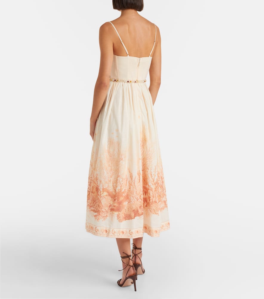 Zimmermann Wanderlust Printed Cotton Midi Dress In Neutral