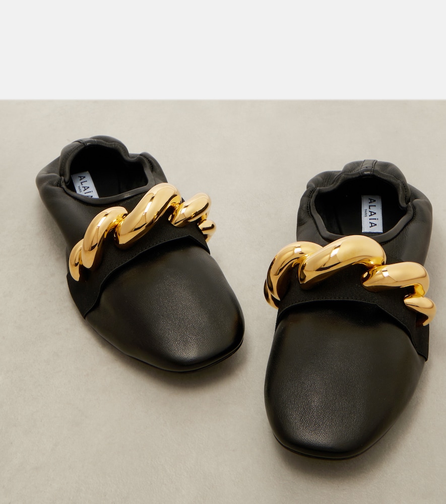  Alaia Alaã¯a Jewel Embellished Leather Ballet Flats 