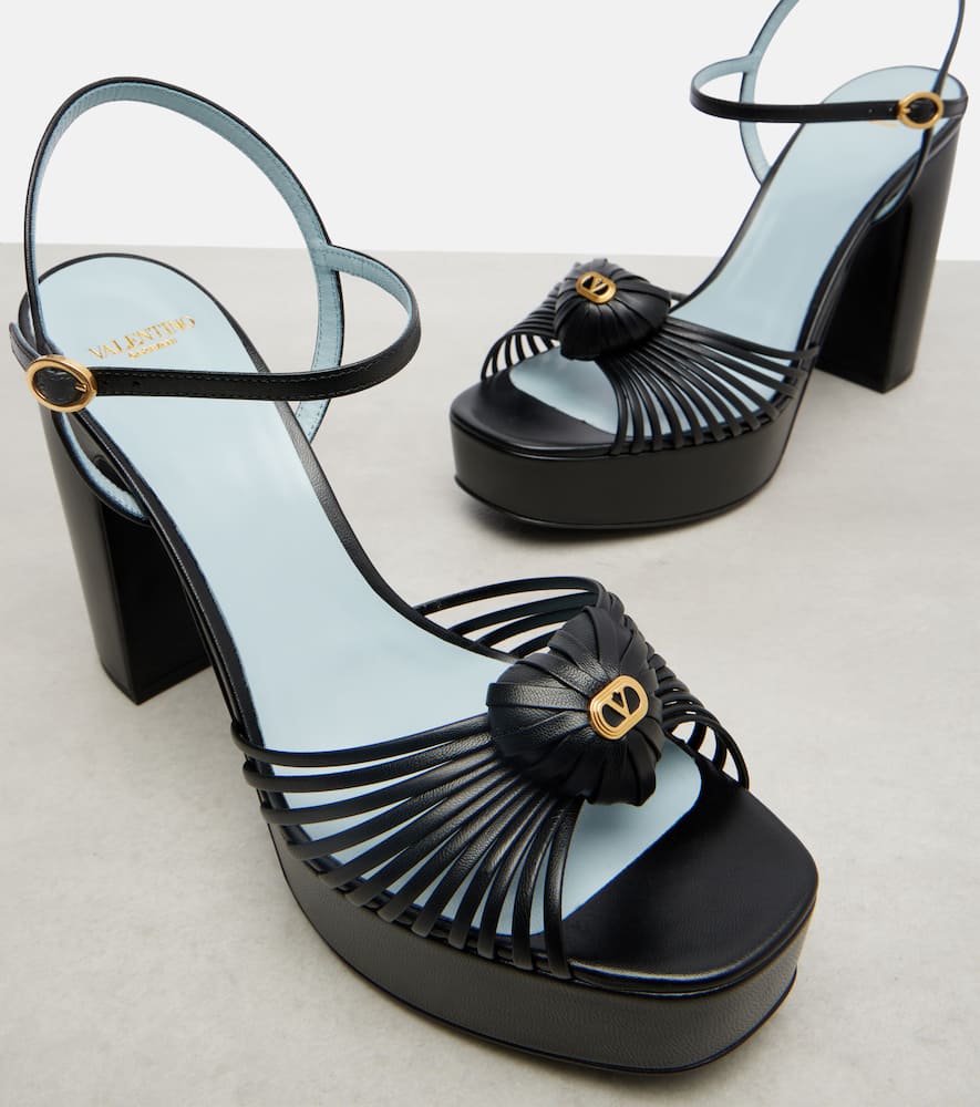 Valentino Garavani Sandal Royal Platform Sandal In Kidskin 115mm Woman Black 40.5 In Multi