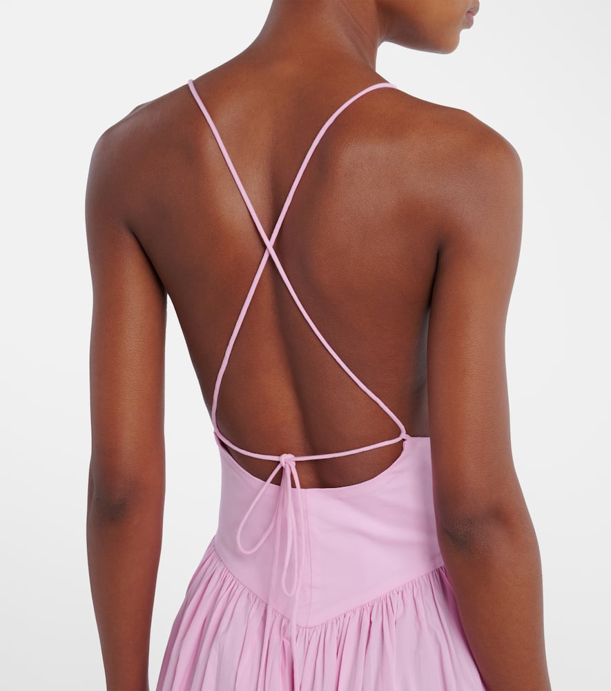 Adriana Degreas Open-back Cotton Maxi Dress In Pink