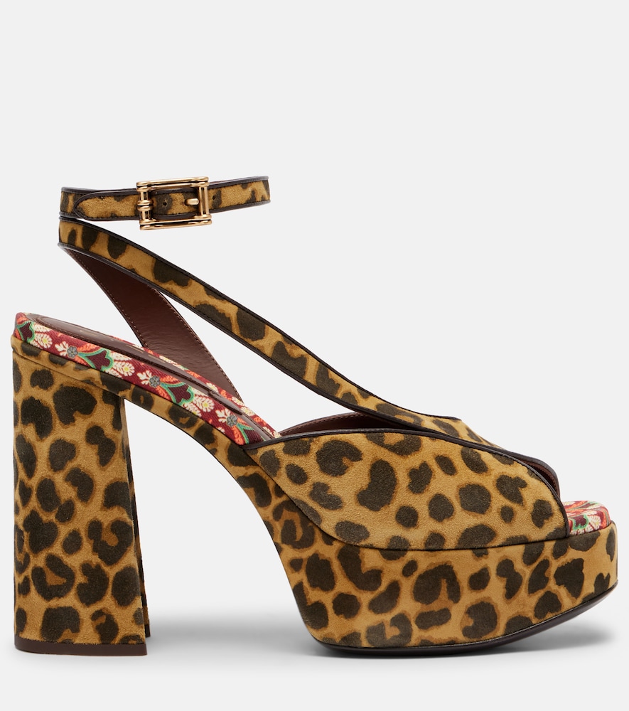  Etro Etro 120 Leopard-print Canvas Platform Sandals 