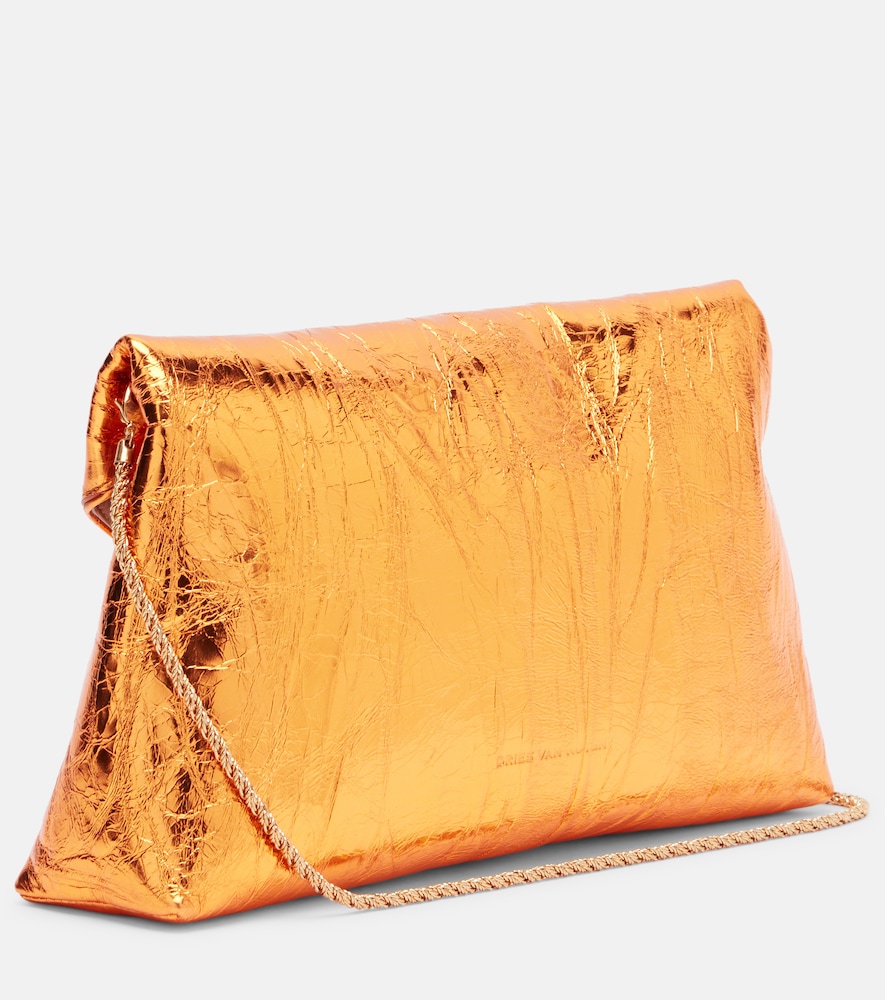  Dries Van Noten Dries Van Noten Envelope Medium Metallic Leather Clutch 