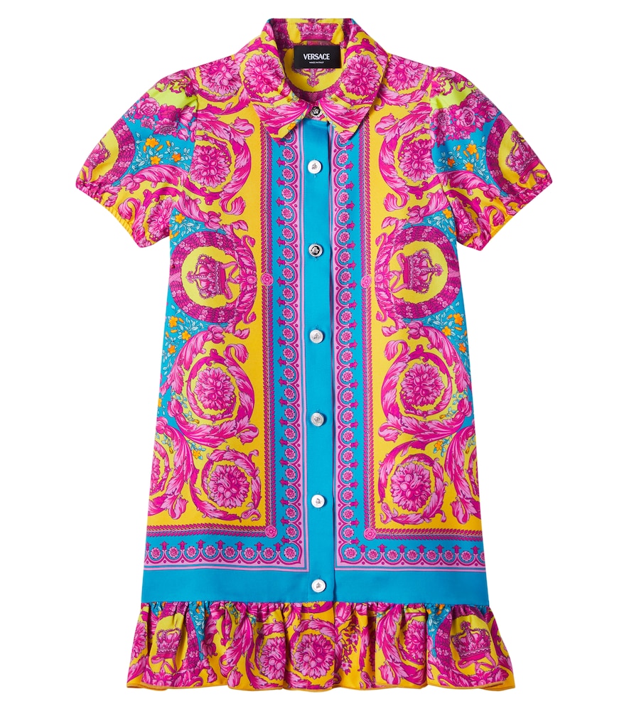 Versace Kids Multicoloured Electric Barocco Silk Twill Shirt Dress Y Size 12 - Mytheresa