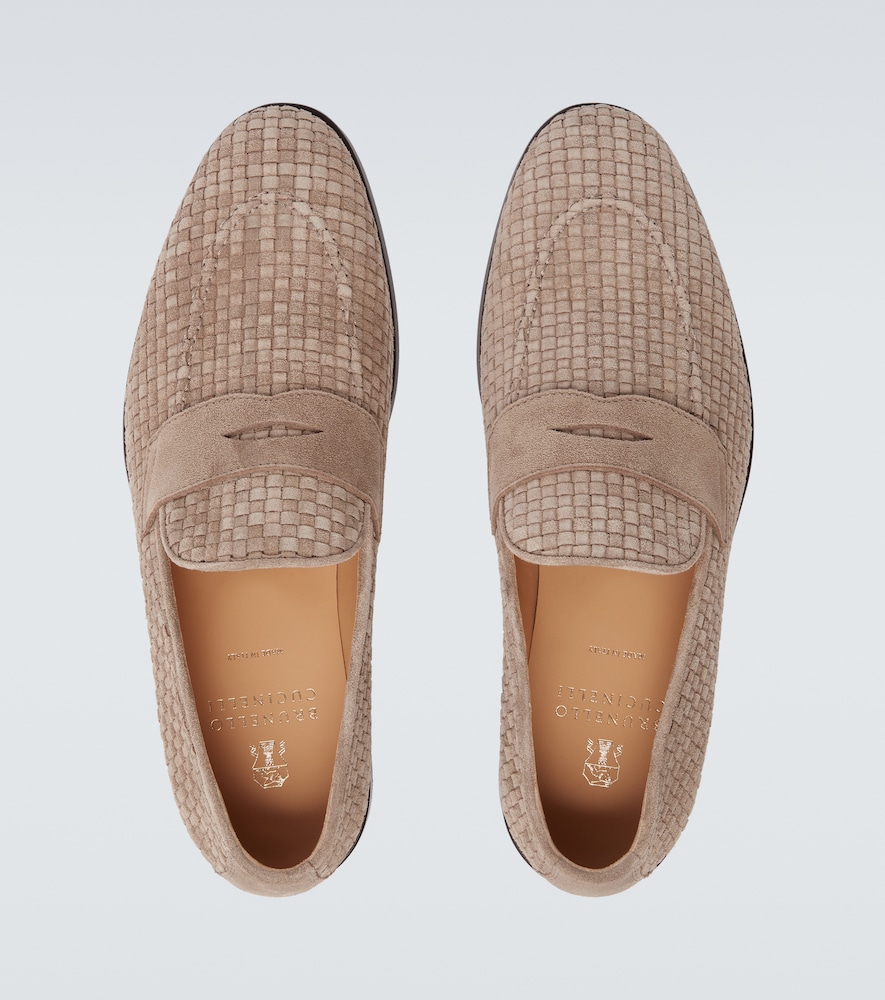 Woven Suede Penny Loafers