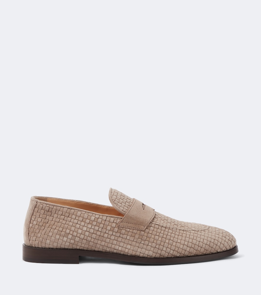 Woven Suede Penny Loafers