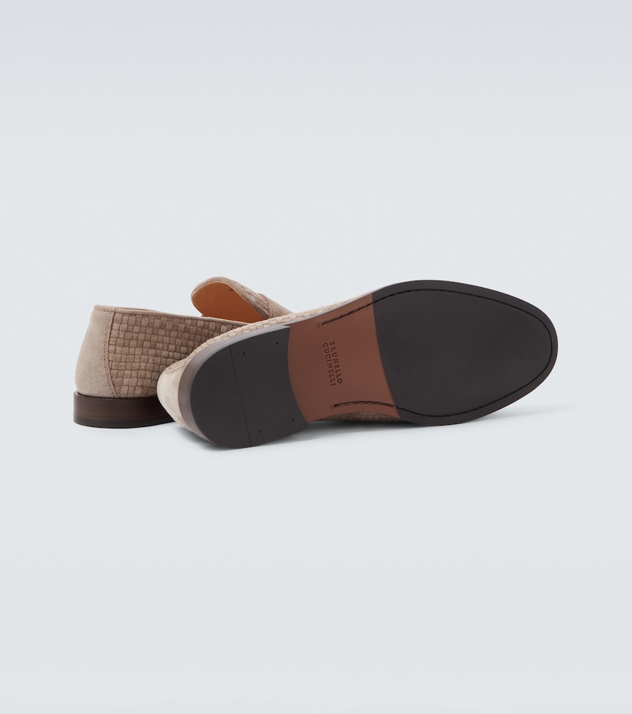 Woven Suede Penny Loafers