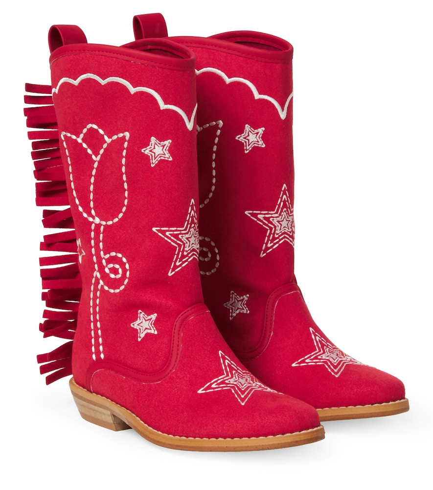 Stella Mccartney Kids Red Embroide Fringed Cowboy Boots UK Size 12 - Mytheresa