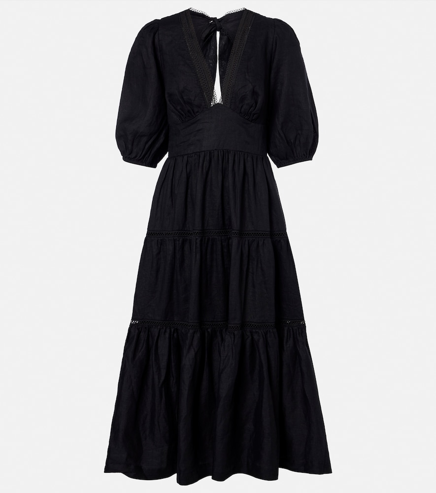Heidi Klein Meteora lace-trimmed linen midi dress