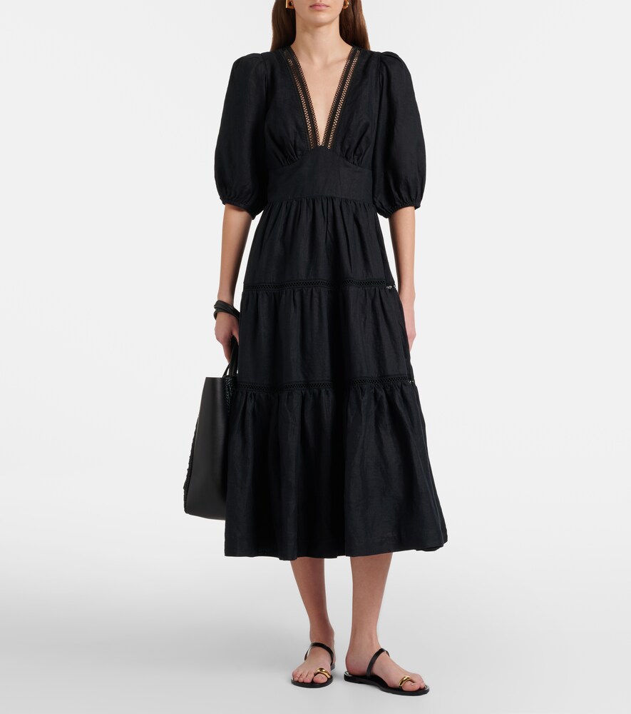  Heidi Klein Heidi Klein Meteora Lace-trimmed Linen Midi Dress 