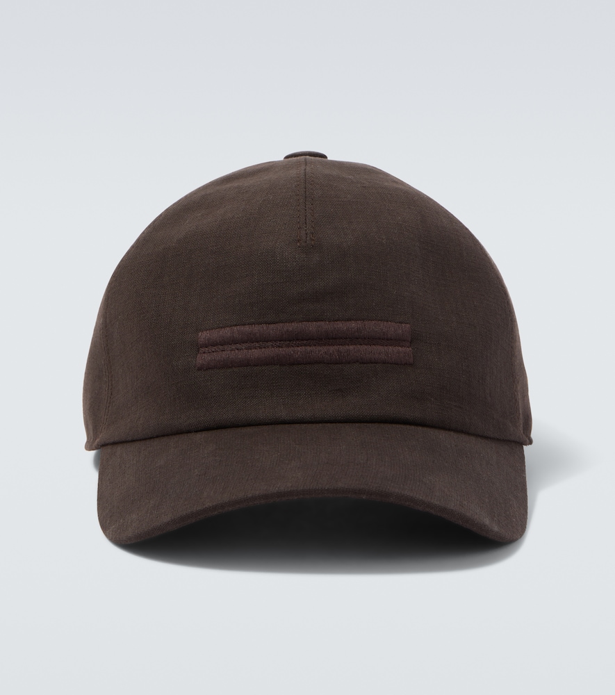 Zegna Embroidered linen baseball cap