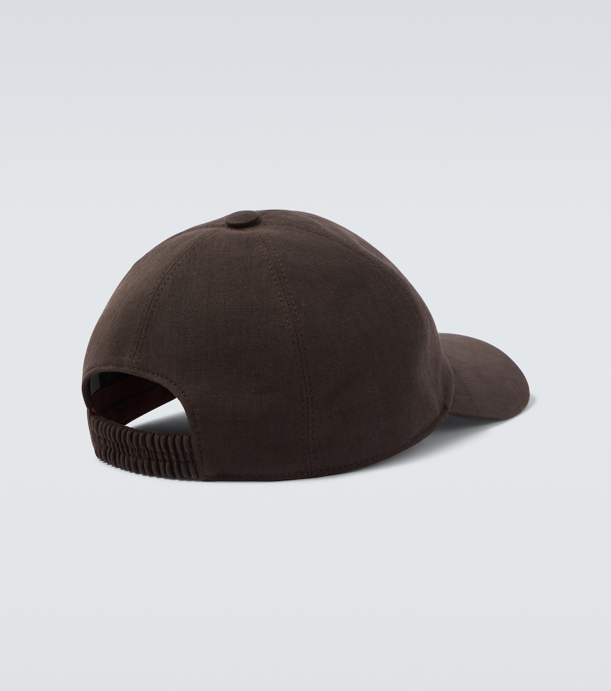  Zegna Zegna Embroidered Linen Baseball Cap 