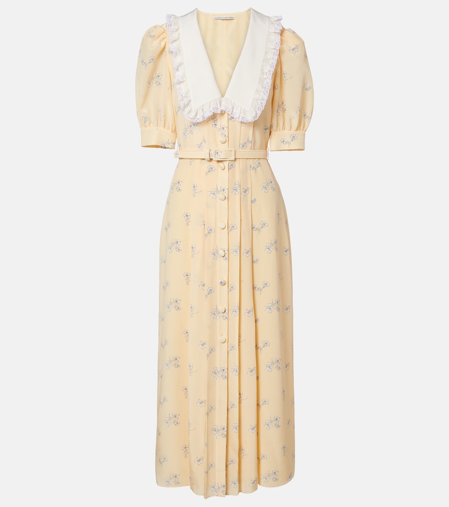 Alessandra Rich Lace Trimmed Floral Silk Shirt Dress