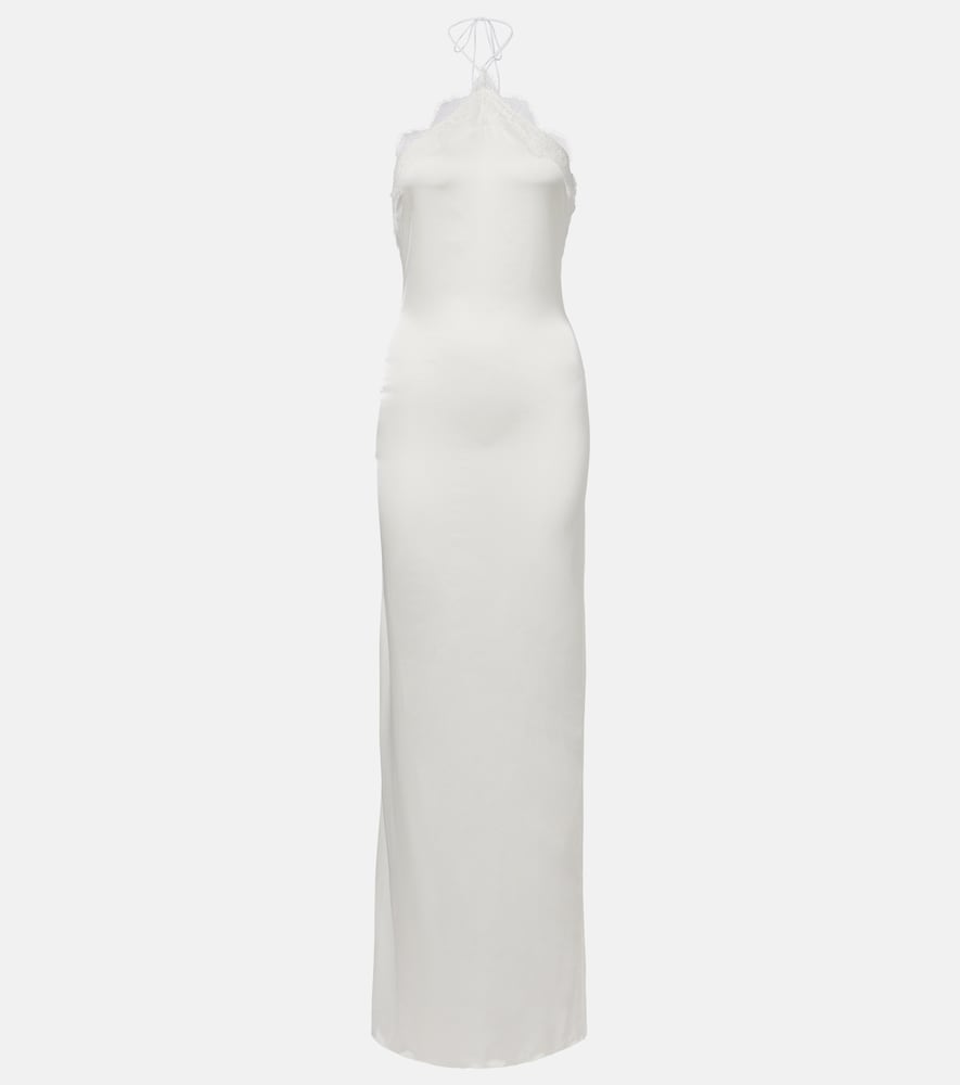 Oseree Oséree Bridal lace-trimmed satin maxi dress