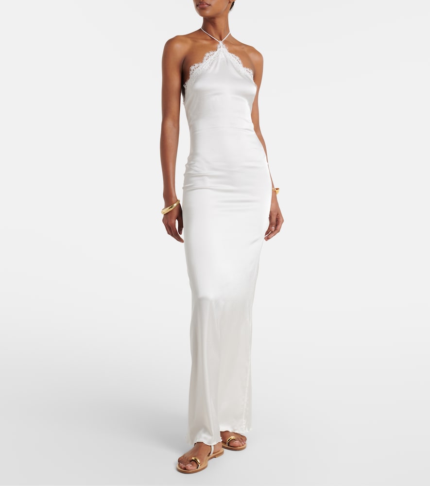 Oséree Bridal lace-trimmed satin maxi dress