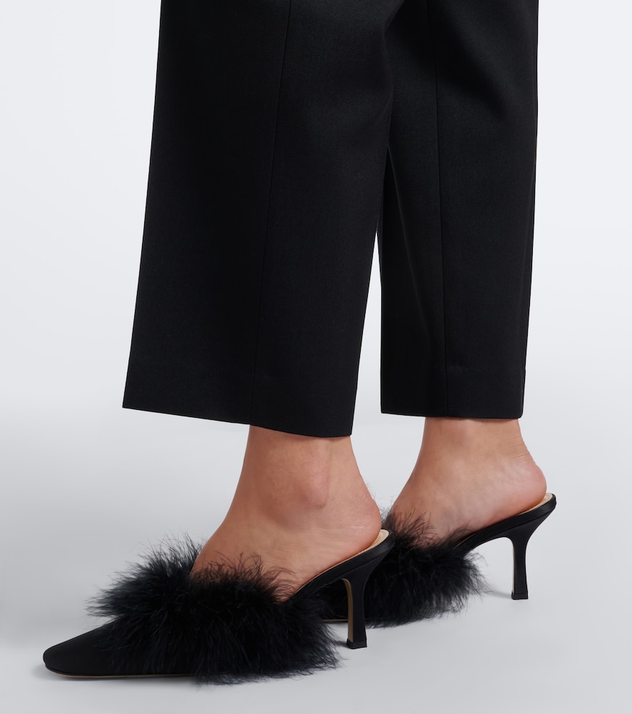 Carolyn Feather-Trimmed Mules