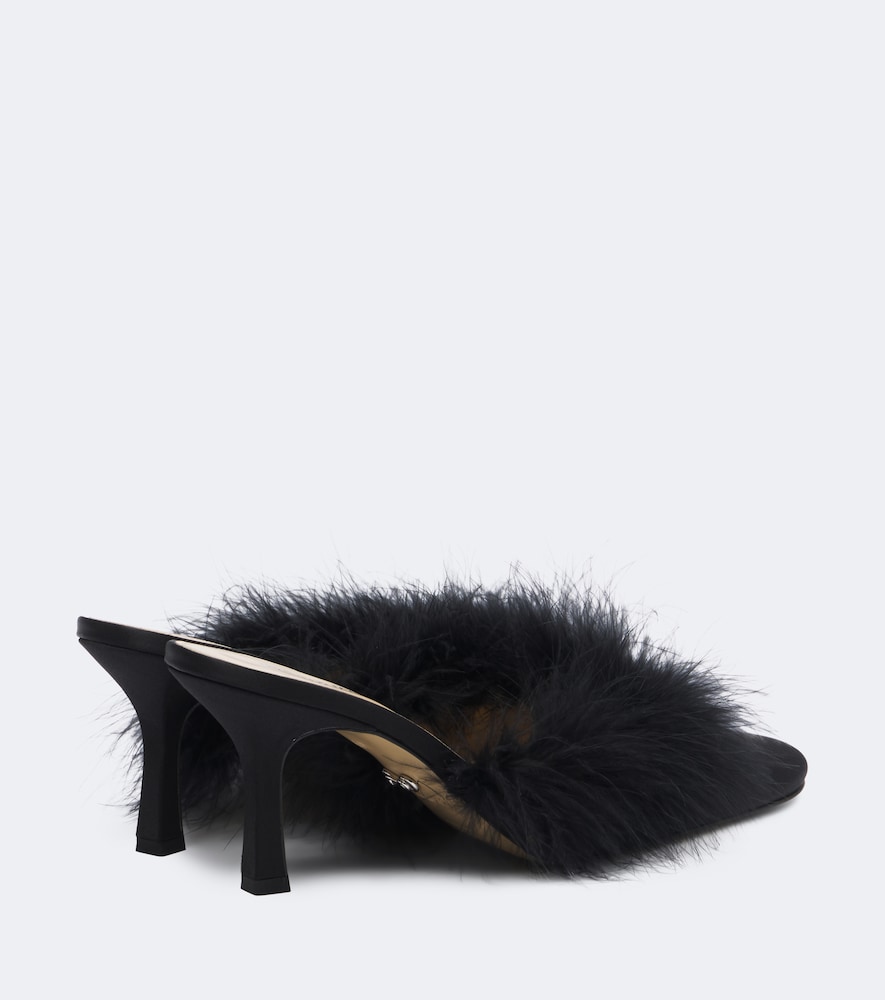 Carolyn Feather-Trimmed Mules