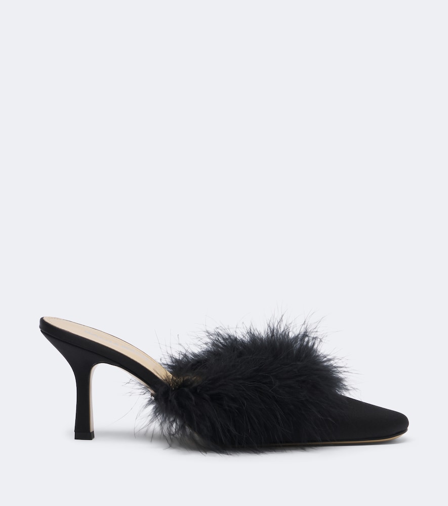 Carolyn Feather-Trimmed Mules