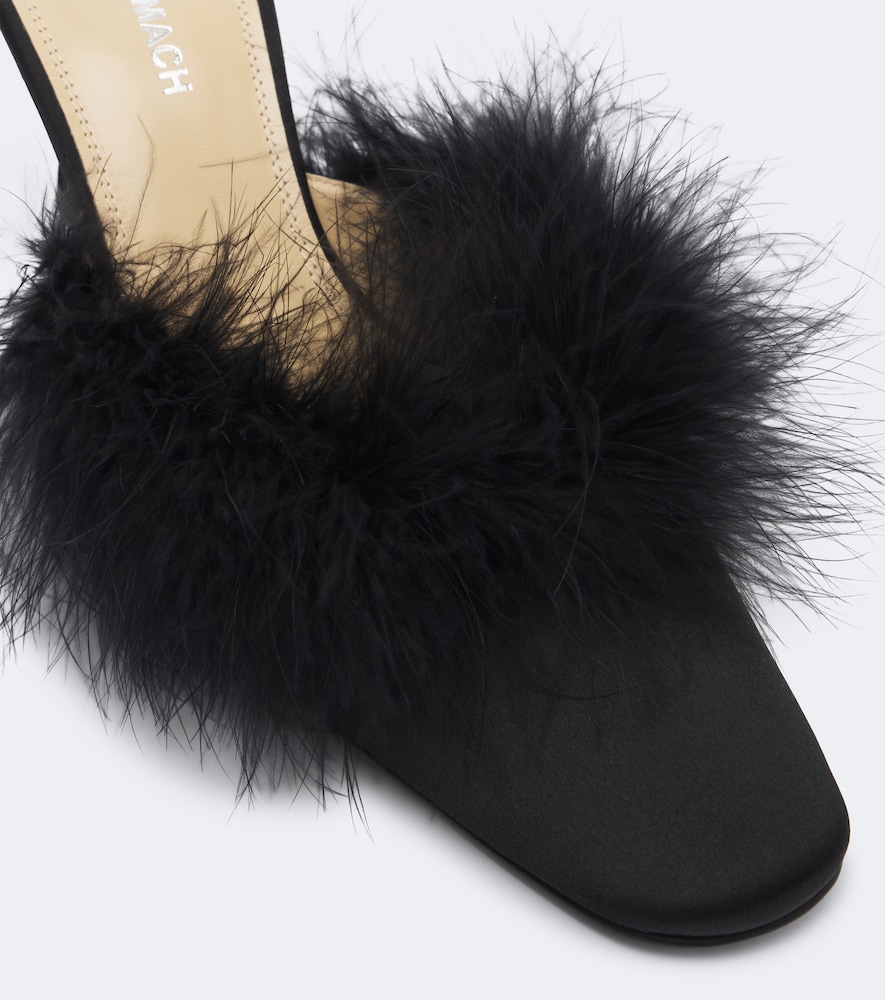 Carolyn Feather-Trimmed Mules