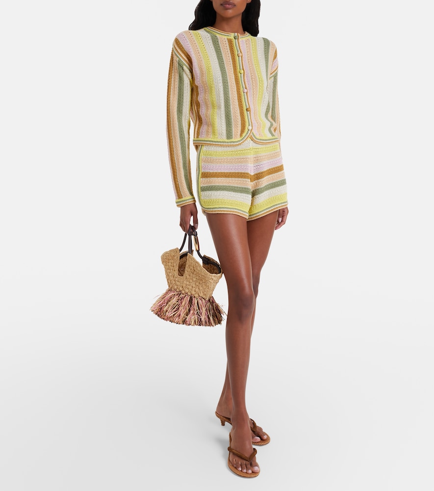 Zimmermann Indra crochet striped cotton shorts
