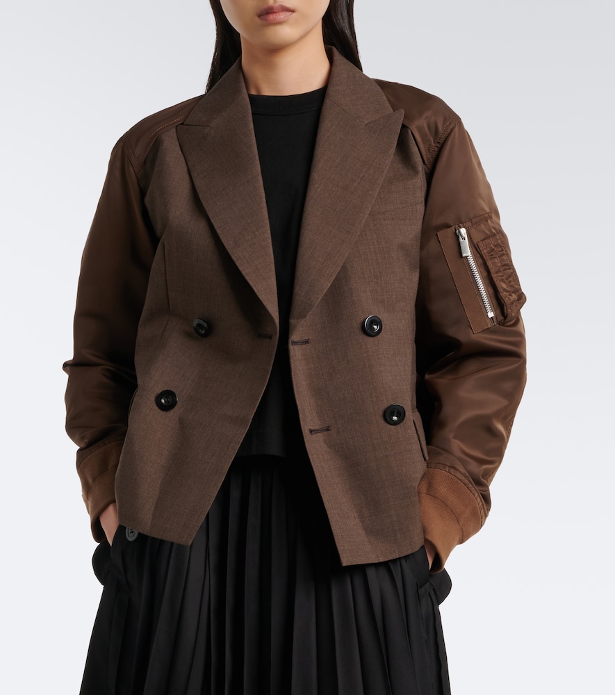 Double-Breasted Wool And Technical Jacket