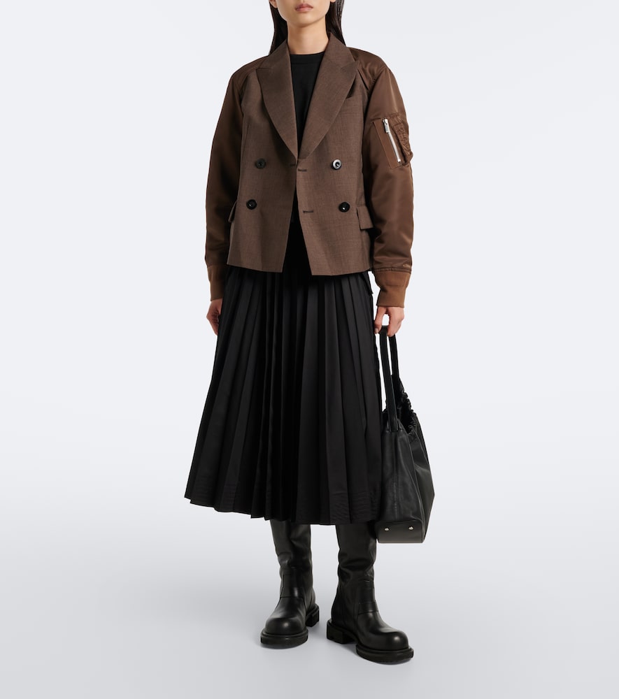 Double-Breasted Wool And Technical Jacket